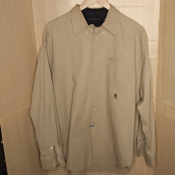 Tommy Hilfiger Mens Khaki Heavyweight Button Down XL - Picture 1 of 6